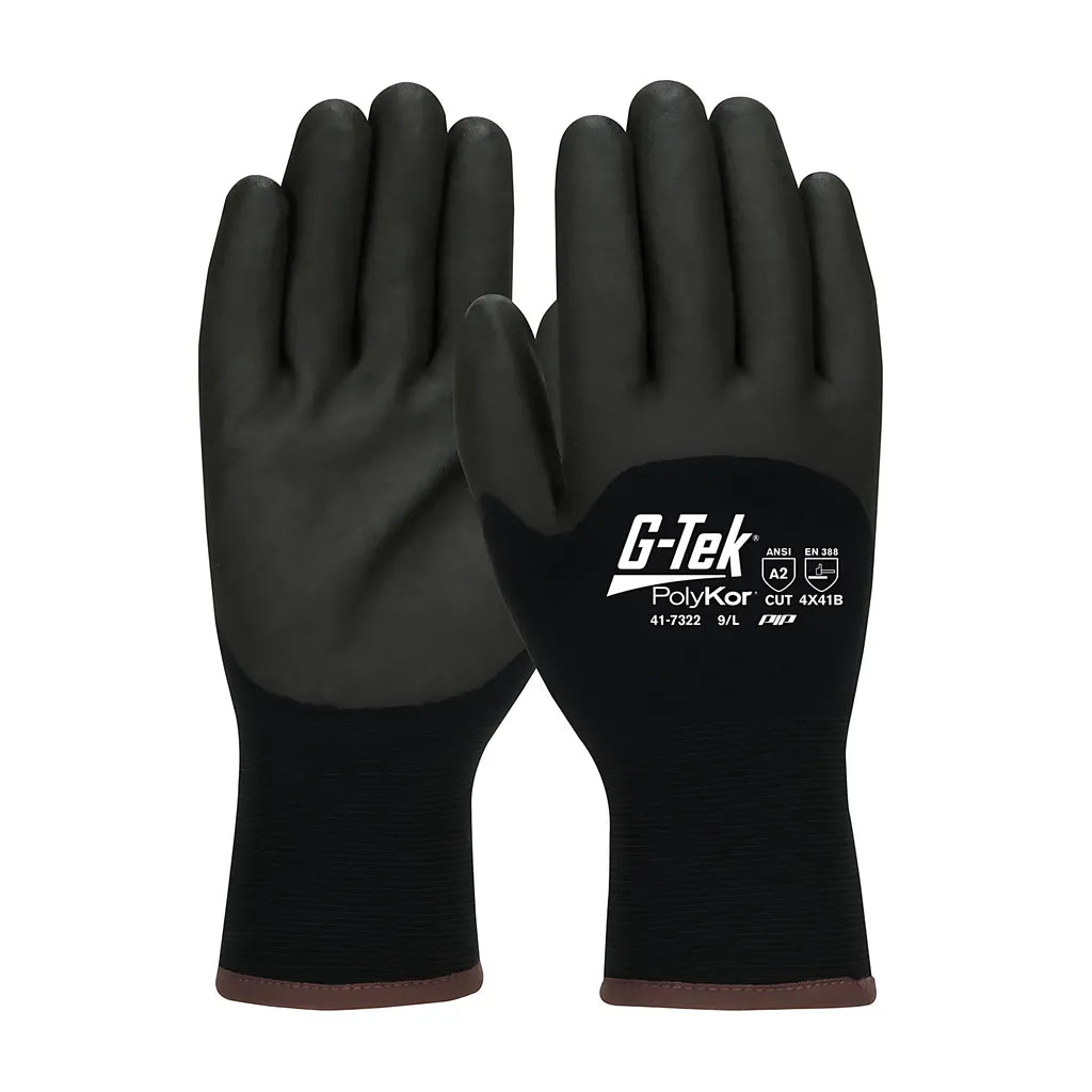 G-Tek 41-7322/M Seamless Knit Polykor Blend Glove With Acrylic Lining And Pvc Foam Grip On Palm, Fingers & Knuckles 41-7322M-19640