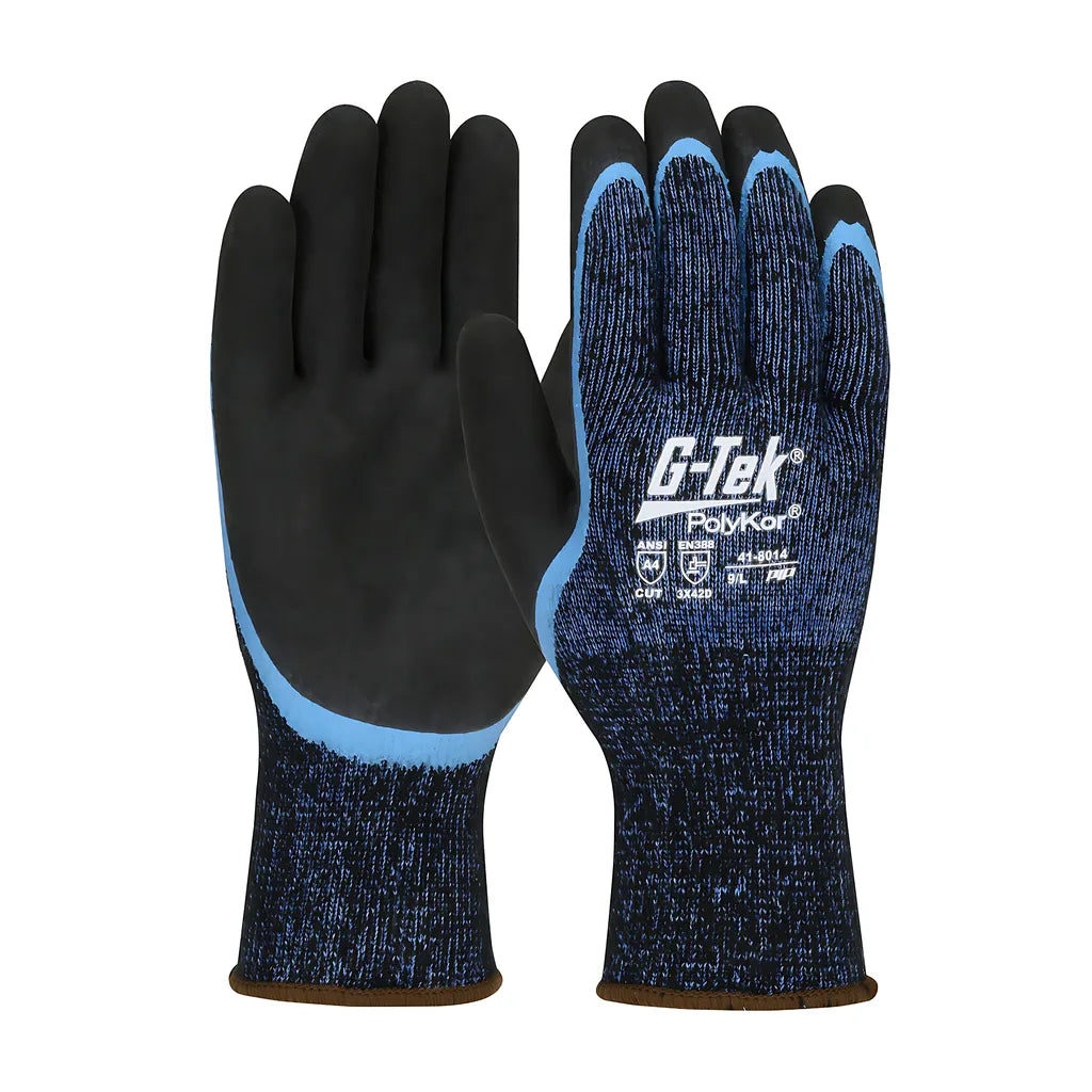 G-Tek 41-8014/L Seamless Knit Single-Layer Polykor/ Acrylic Blend Glove With Double-Dip Latex Microsurface Grip On Palm & Fingers 41-8014L-19647