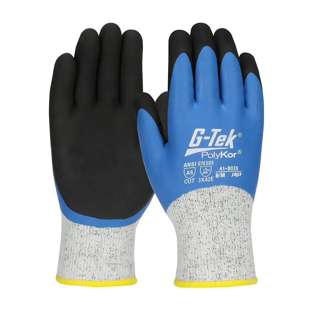 G-Tek 41-8035/L Seamless Knit Single-Layer Polykor/ Acrylic Blend Glove With Double-Dip Latex Microsurface Grip On Full Hand 41-8035L-19650