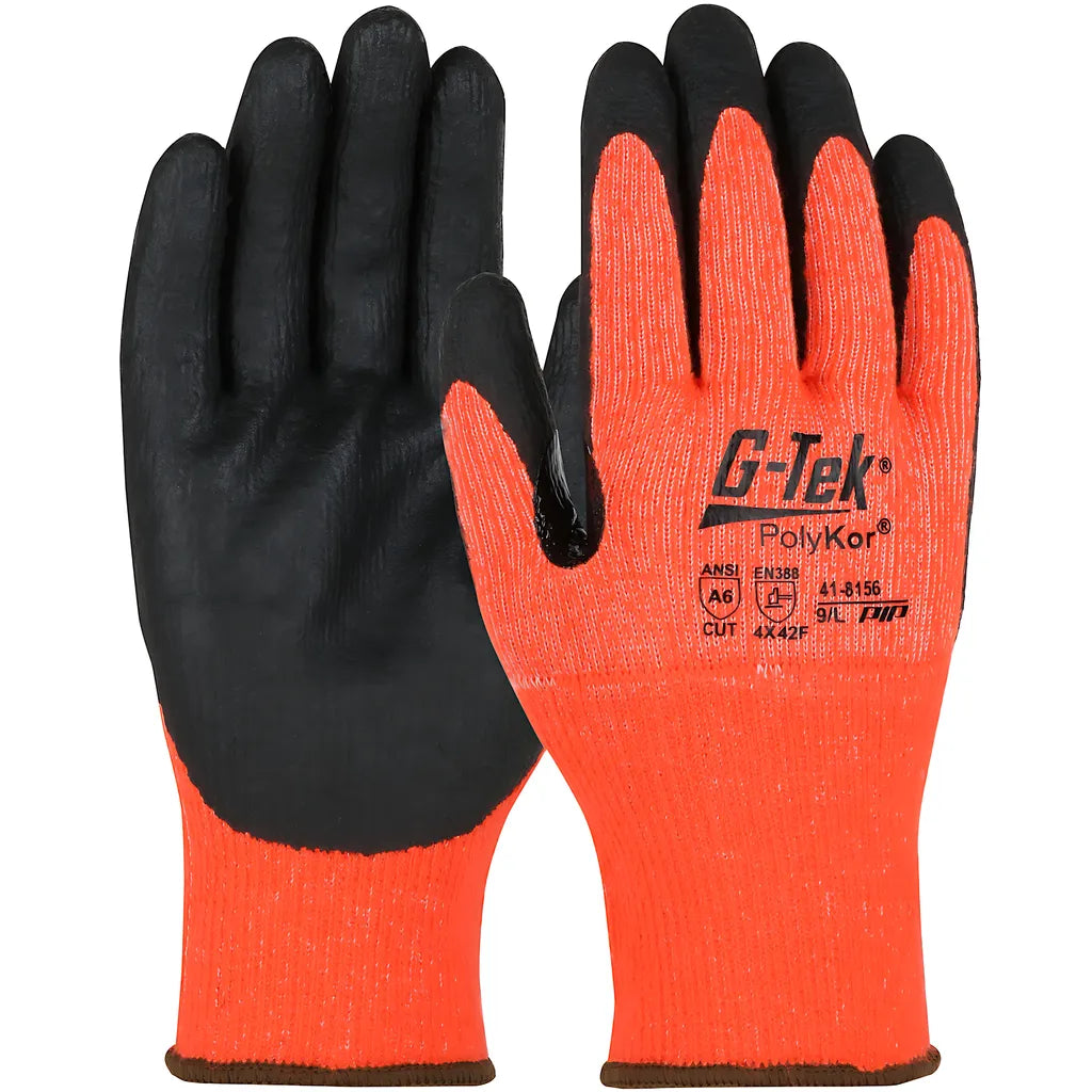 G-Tek 41-8156/L Seamless Knit Single-Layer Polykor / Acrylic Blend Glove With Nitrile Foam Grip On Palm & Fingers – Touchscreen Compatible 41-8156L-19659