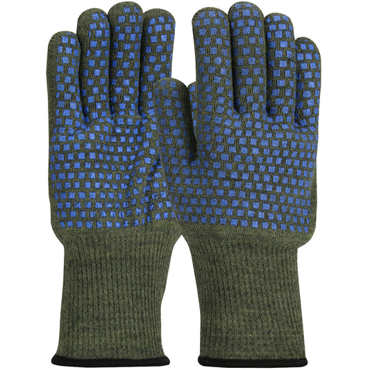Kut Gard 43-853S DuPont Kevlar / Preox Seamless Knit Hot Mill Glove with Terry Cotton Liner and Double-Sided SilaGrip Brick Pattern Coating - 32 oz
