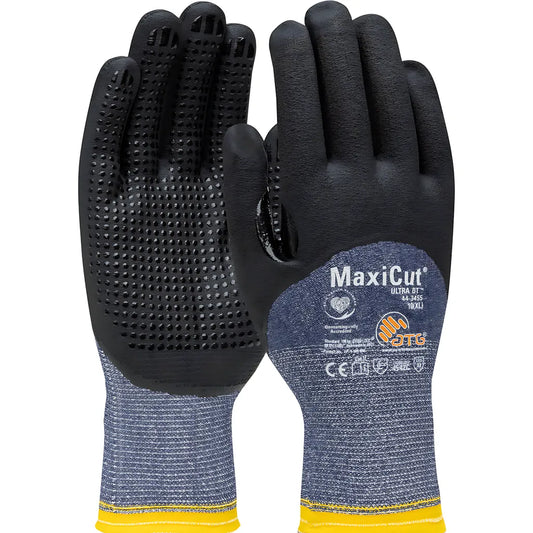 Atg 44-3455/L Seamless Knit Engineered Yarn Glove With Premium Nitrile Coated Microfoam Grip On  Palm, Fingers & Knuckles - Micro Dot Palm 44-3455L-19745