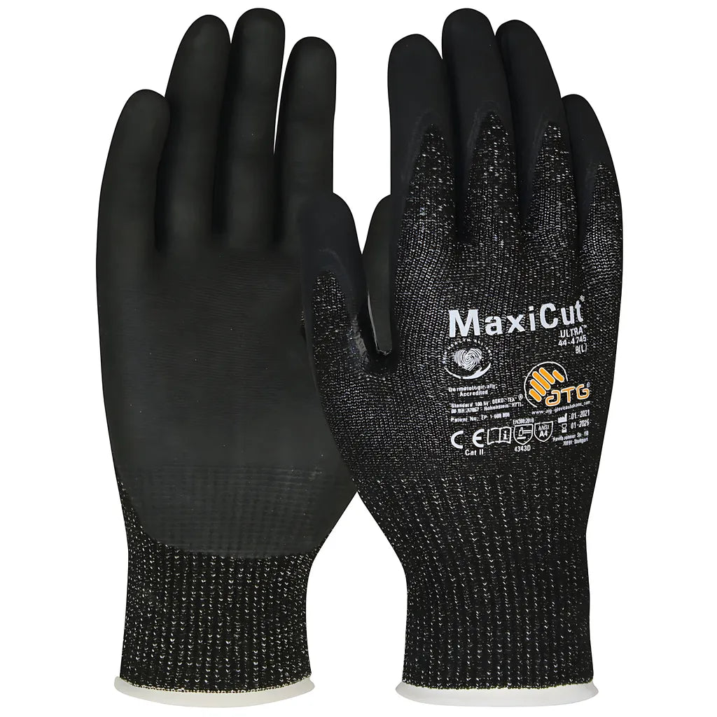 Atg 44-4745/L Seamless Knit Engineered Yarn Glove With Nitrile Coated Microfoam Grip On Palm & Fingers 44-4745L-19784