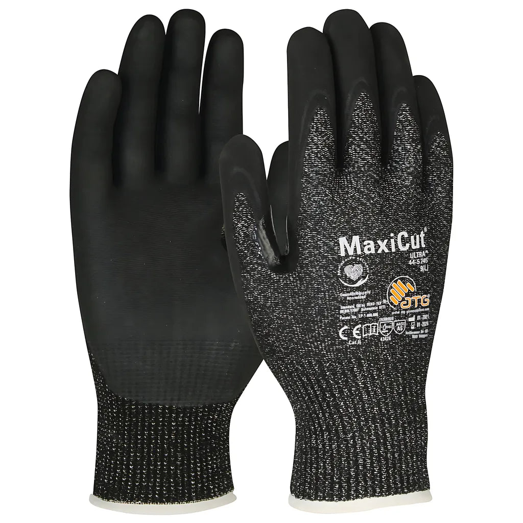 Atg 44-5745/L Seamless Knit Engineered Yarn Glove With Nitrile Coated Microfoam Grip On Palm & Fingers 44-5745L-19803