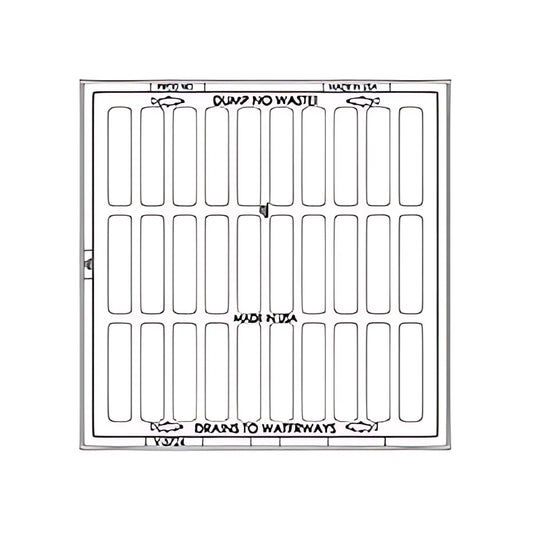 Ej V5724 2-5/8"H Catch Basin Assembly With Ductile Iron V5724-4 Grate Dump No Waste! Drains To Waterways