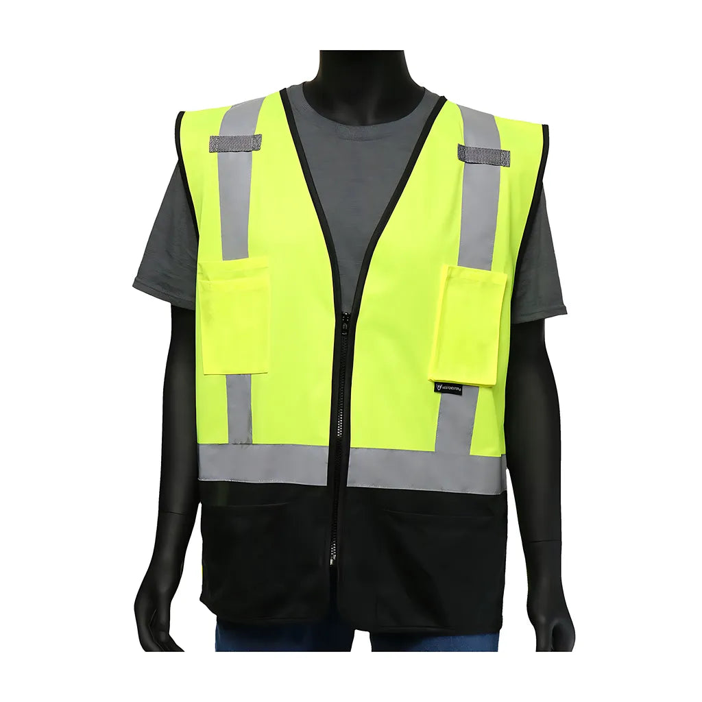West Chester 47211/4Xl Ansi Type R Class 2 Five Pocket Solid Vest With Black Bottom Front 472114XL-19948