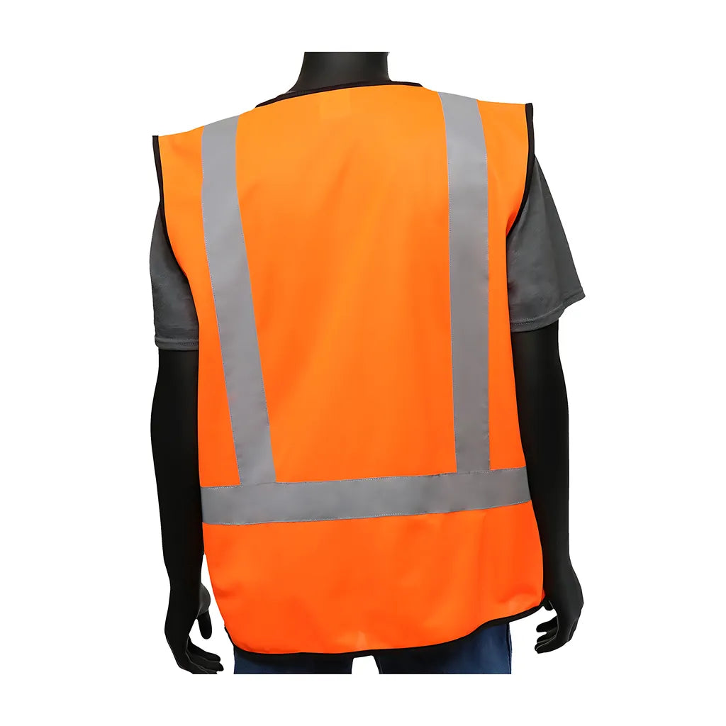 West Chester 47212/L Ansi Type R Class 2 Five Pocket Solid Vest With Black Bottom Front 47212L-19953