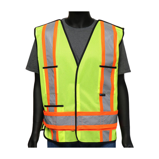 West Chester 47213/M ANSI Type R Class 2 Two-Tone X-Back Breakaway Mesh Vest