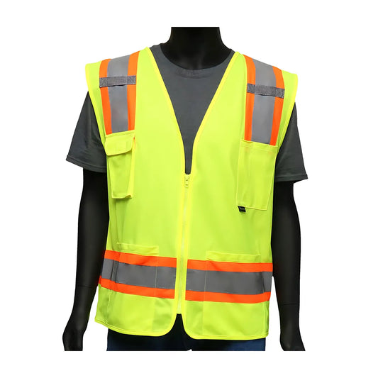 West Chester 47215/2Xl Ansi Type R Class 2 Two-Tone Mesh Vest With Solid Front, Mesh Back And "D" Ring Access 472152XL-19986