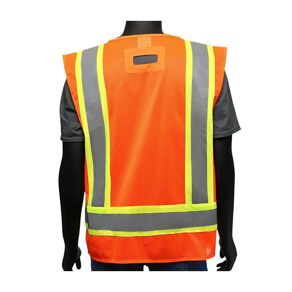 West Chester 47216/M Ansi Type R Class 2 Two-Tone Mesh Vest With Solid Front, Mesh Back And "D" Ring Access 47216M-19991