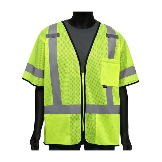 West Chester 47302/5Xl Ansi Type R Class 3 Three Pocket Zipper Mesh Vest 473025XL-20048