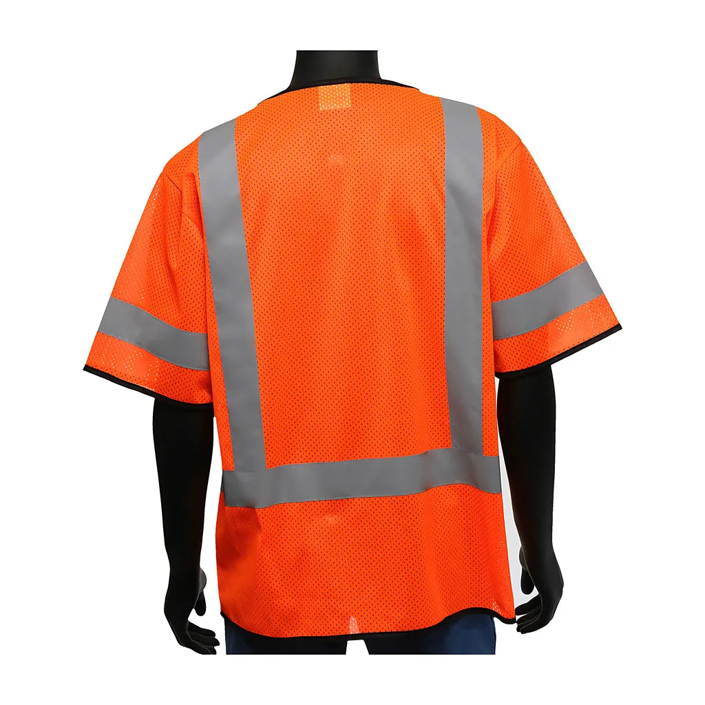 West Chester 47303/L Ansi Type R Class 3 Three Pocket Zipper Mesh Vest 47303L-20053
