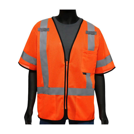 West Chester 47303/M Ansi Type R Class 3 Three Pocket Zipper Mesh Vest 47303M-20050