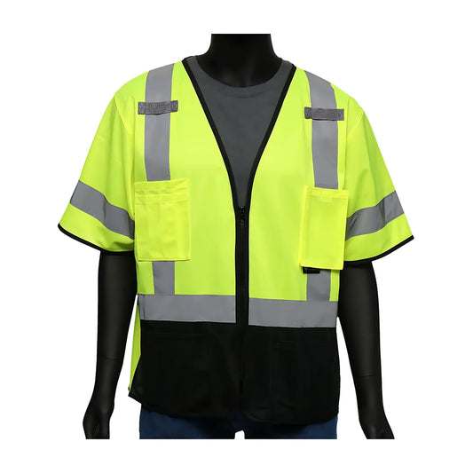 West Chester 47304/2Xl Ansi Type R Class 3 Five Pocket Solid Front/Mesh Back Vest With Black Bottom Front 473042XL-20064