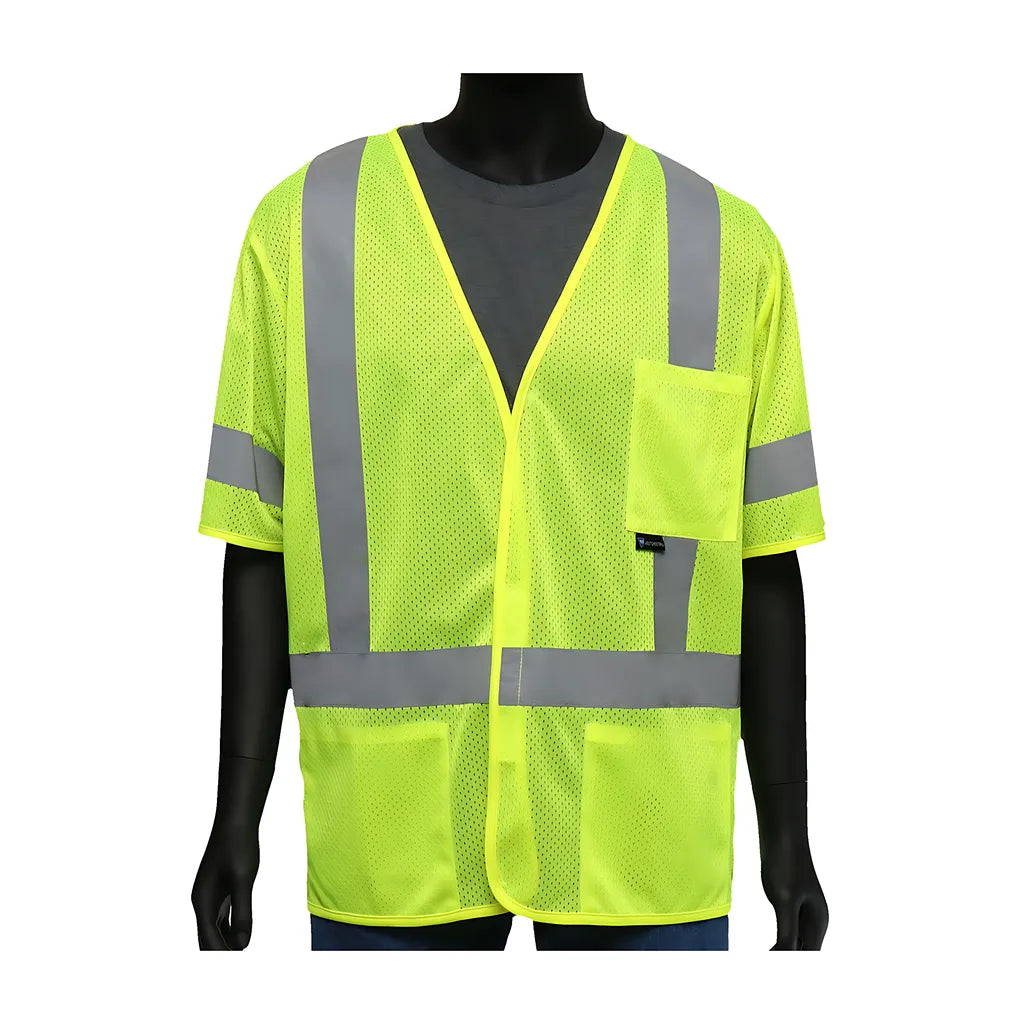 West Chester 47308/2Xl Ansi Type R Class 3 Three Pocket Fr Treated Mesh Vest 473082XL-20100