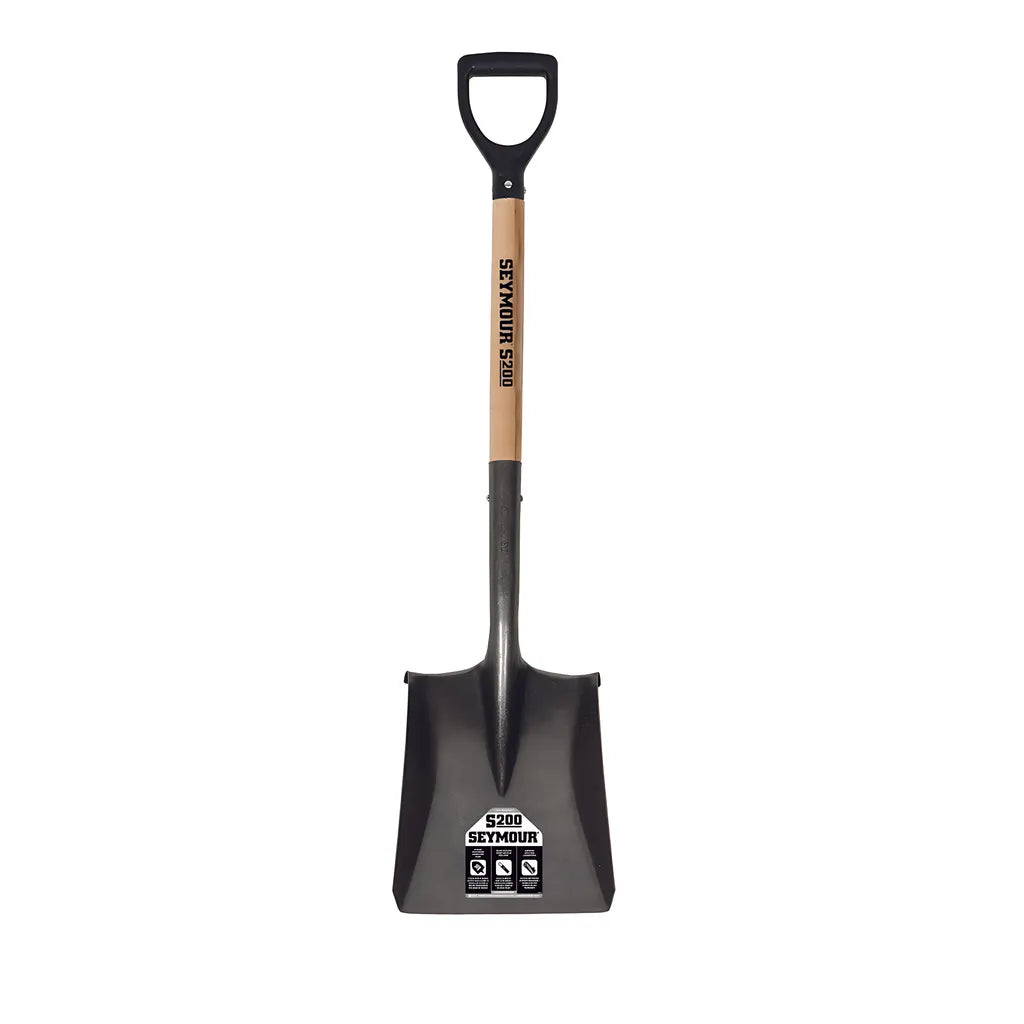 16 Ga. #2 Square Point Shovel, 26" Wood Handle, D-Grip 49833-73