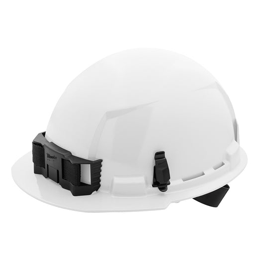 White Front Brim Hard Hat w/4pt Ratcheting Suspension - Type 1, Class E