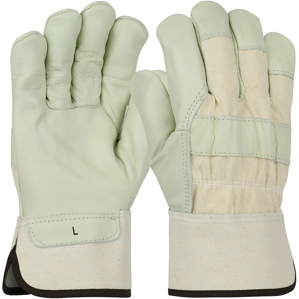 West Chester 5000/M Premium Top Grain Cowhide Leather Palm Glove With Fabric Back - Rubberized Safety Cuff 5000M-20288