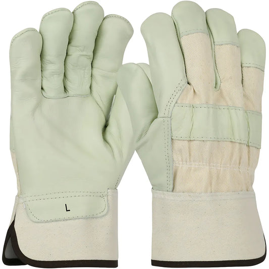 West Chester 5000/M Premium Top Grain Cowhide Leather Palm Glove With Fabric Back - Rubberized Safety Cuff 5000M-20288