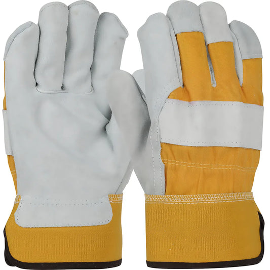 West Chester 500Y/L Premium Grade Split Cowhide Leather Palm Glove With Canvas Back - Rubberized Safety Cuff 500YL-20302