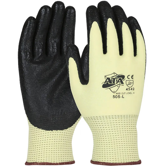 Pip 505-L Seamless Knit Ata Blended Glove With Nitrile Coated Flat Grip On Palm & Fingers 505-L-20308