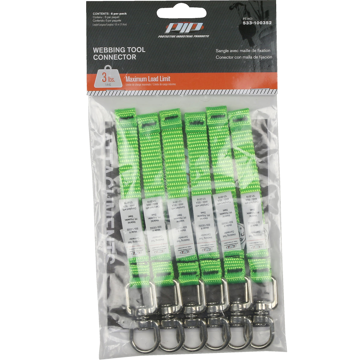 PIP 533-100352 Webbing Tool Connector 4.5" - 3 lbs. maximum load limit - Retail Packaged