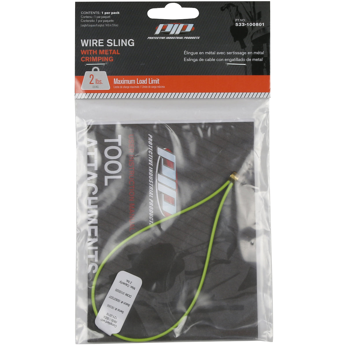 PIP 533-100801 Wire Sling Loop - 2 lbs. maximum load limit - Retail Packaged