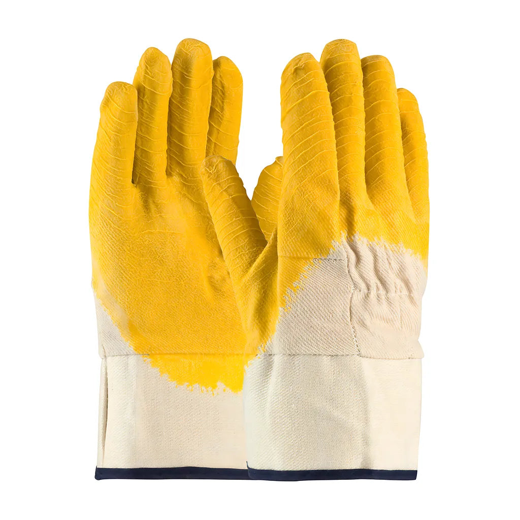 Pip 55-3243 Latex Coated Glove With Canvas Liner And Crinkle Finish On Palm, Fingers & Knuckles - Rubberized Safety Cuff 55-3243-20453