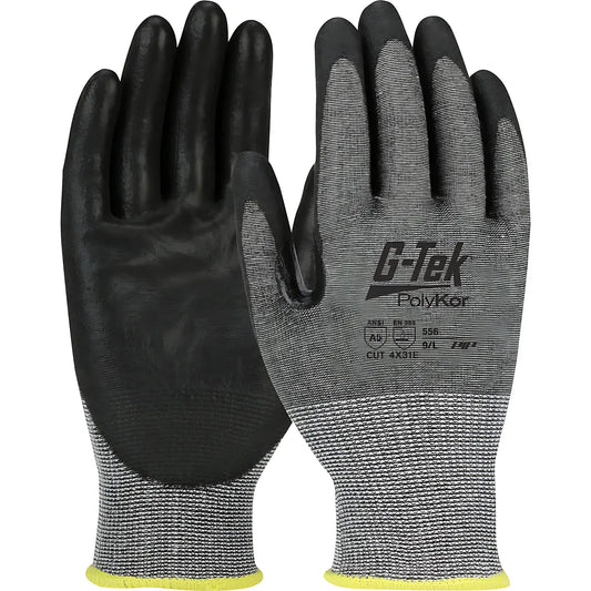 G-Tek 556-M Seamless Knit Polykor Blended Glove With Polyurethane Coated Smooth Grip On Palm & Fingers - Touchscreen Compatible 556-M-20467