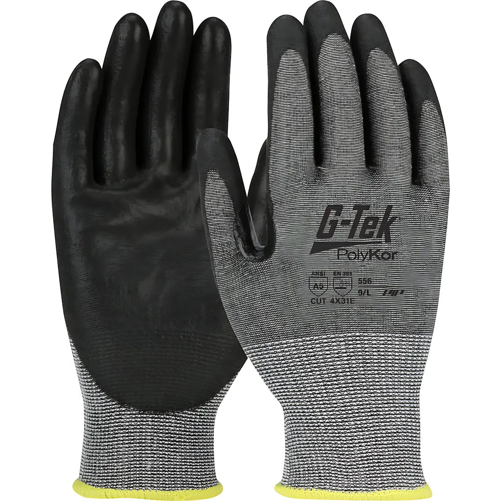 G-Tek 556-Xs Seamless Knit Polykor Blended Glove With Polyurethane Coated Smooth Grip On Palm & Fingers - Touchscreen Compatible 556-XS-20466