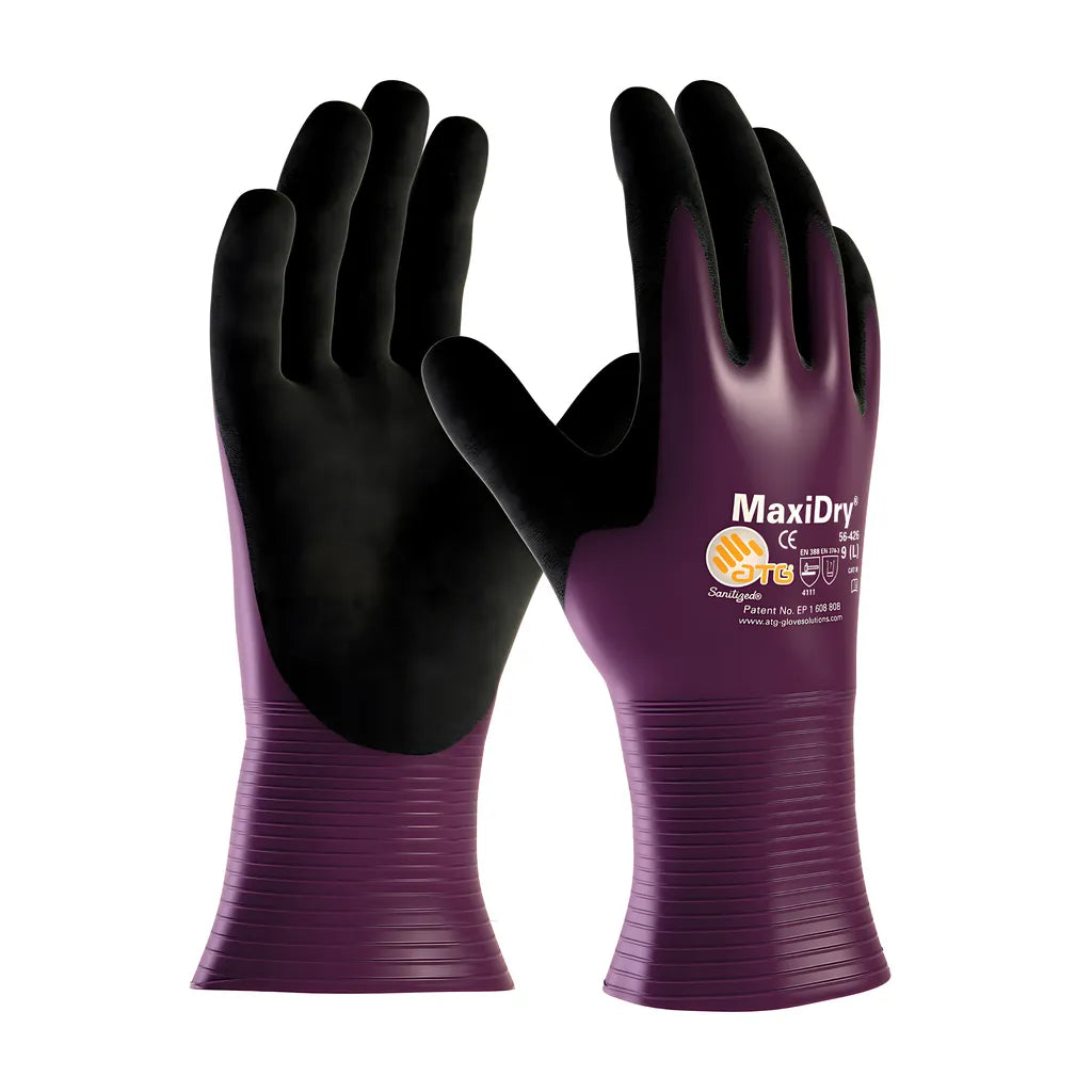 Atg 56-426/L Ultra Lightweight Nitrile Glove With Seamless Knit Nylon Liner And Non-Slip Microfoam Grip On Palm & Fingers - Fully Coated Gauntlet 56-426L-20537