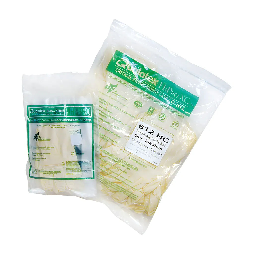 Qrp 612Hcl Single Use Class 100 Cleanroom Latex Glove With Fully Textured Grip - 12" 612HCL-20692