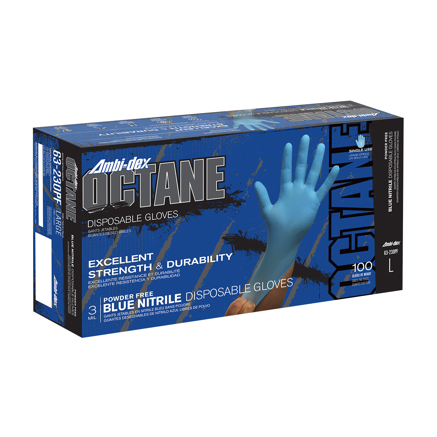 QRP SQBF09S Disposable Nitrile Glove, Powder Free with Textured Grip - 3 mil
