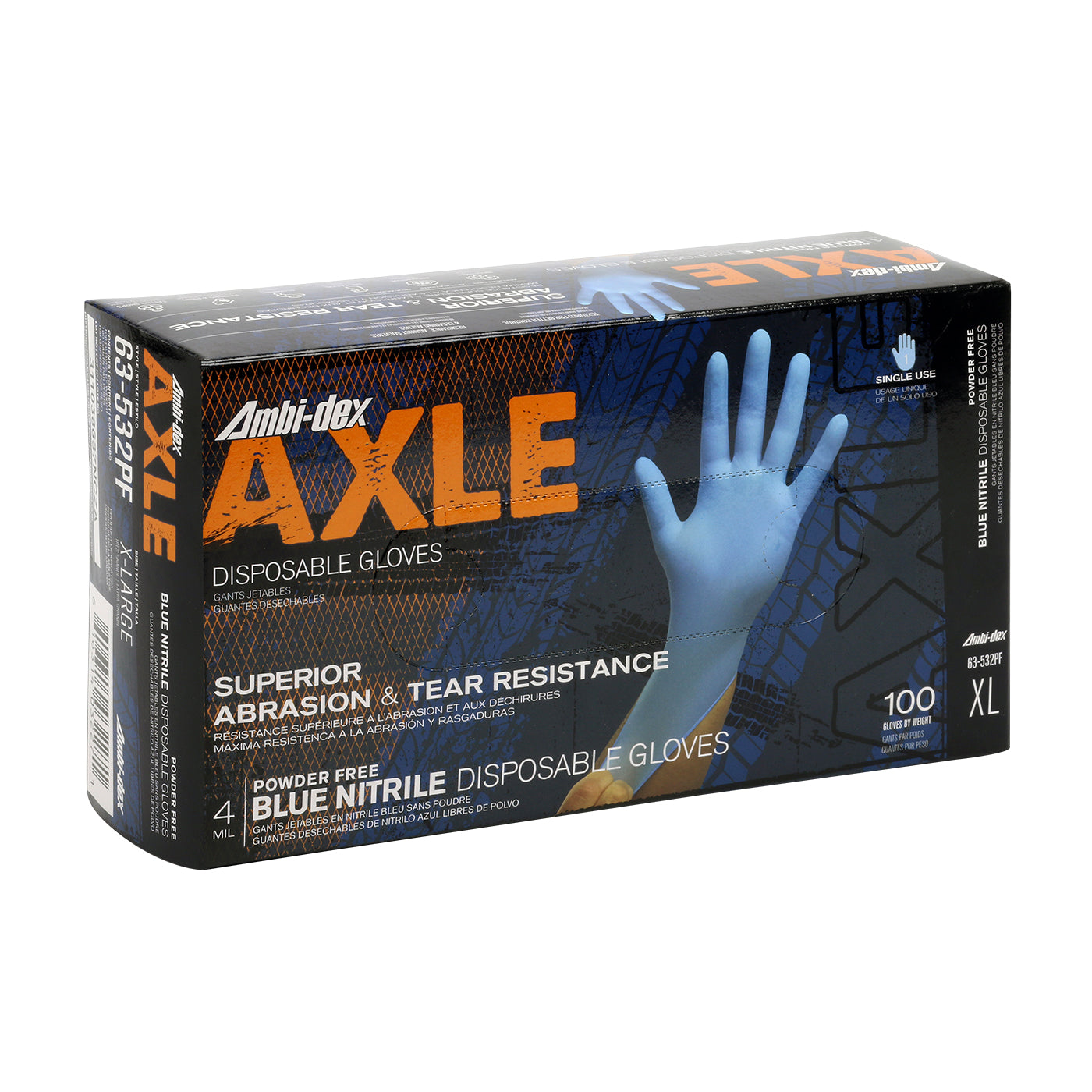 Ambi-dex 63-532PF/M Disposable Nitrile Glove, Powder Free with Textured Grip - 4 mil