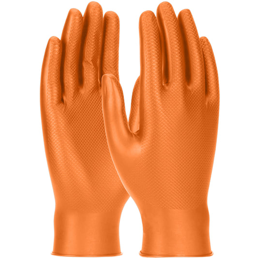 Grippaz 67-256/S Extended Use Ambidextrous Nitrile Glove with Textured Fish Scale Grip - 6 Mil