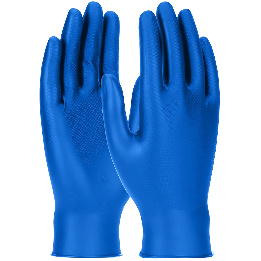 Grippaz 67-305/L Extended Use Ambidextrous Nitrile Glove With Textured Fish Scale Grip - 4.5 Mil 67-305L-20932