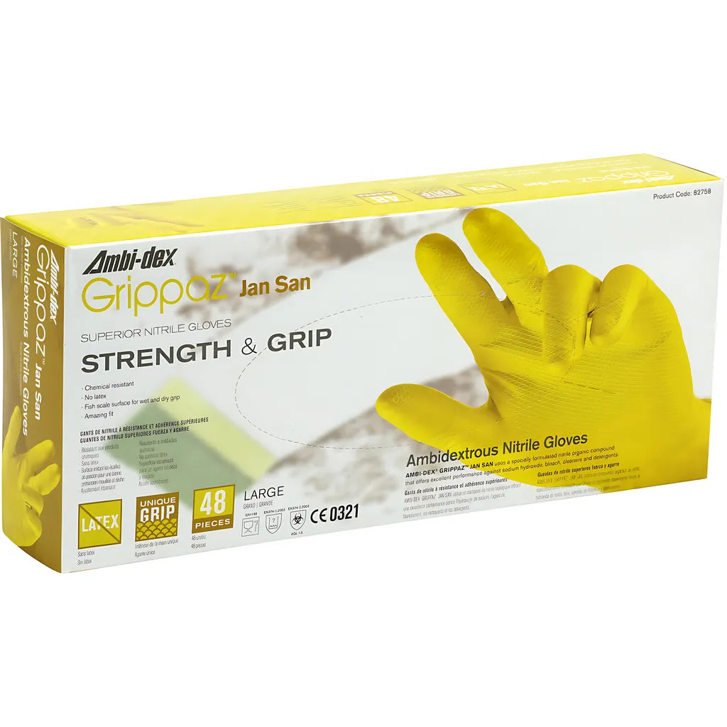 Grippaz 67-306/L Extended Use Ambidextrous Nitrile Glove With Textured Fish Scale Grip - 6 Mil 67-306L-20940