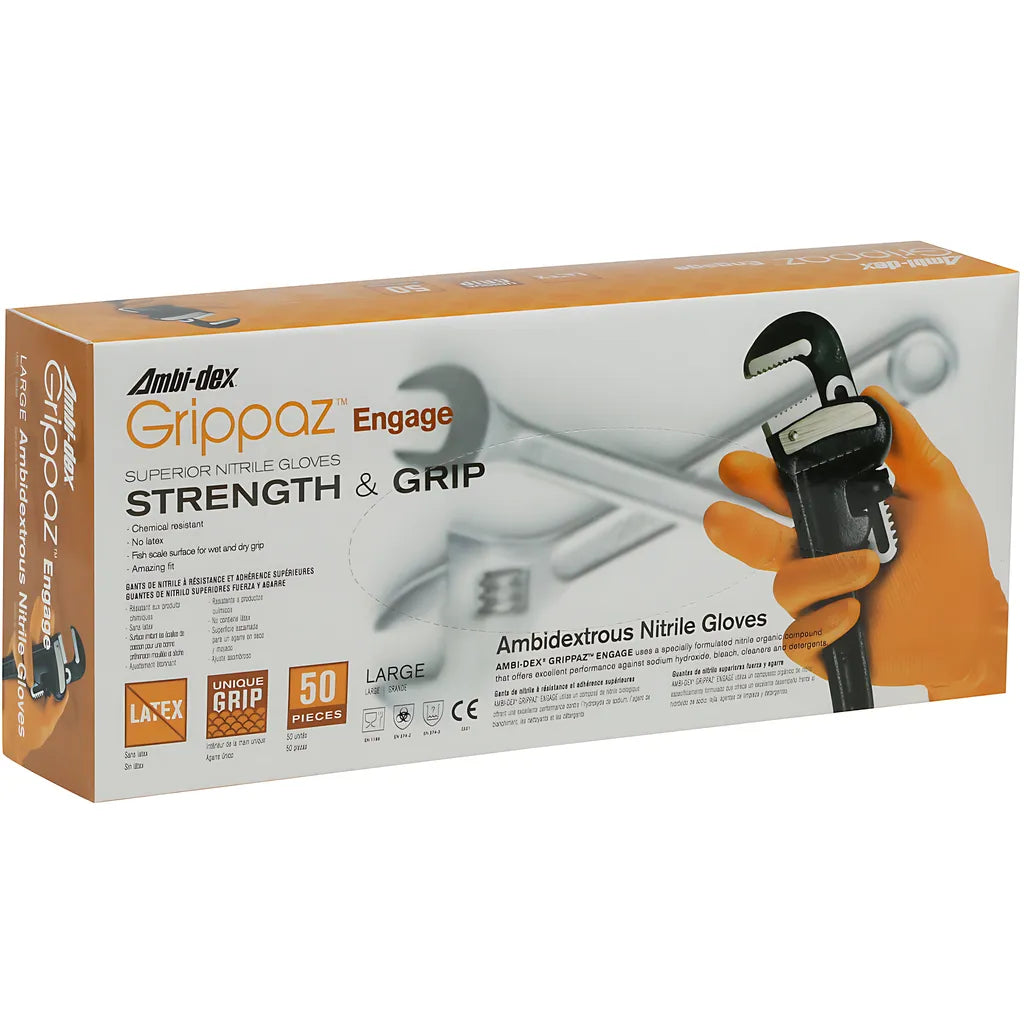 Grippaz 67-307/2Xl Extended Use Ambidextrous Nitrile Glove With Textured Fish Scale Grip - 7 Mil 67-3072XL-20954