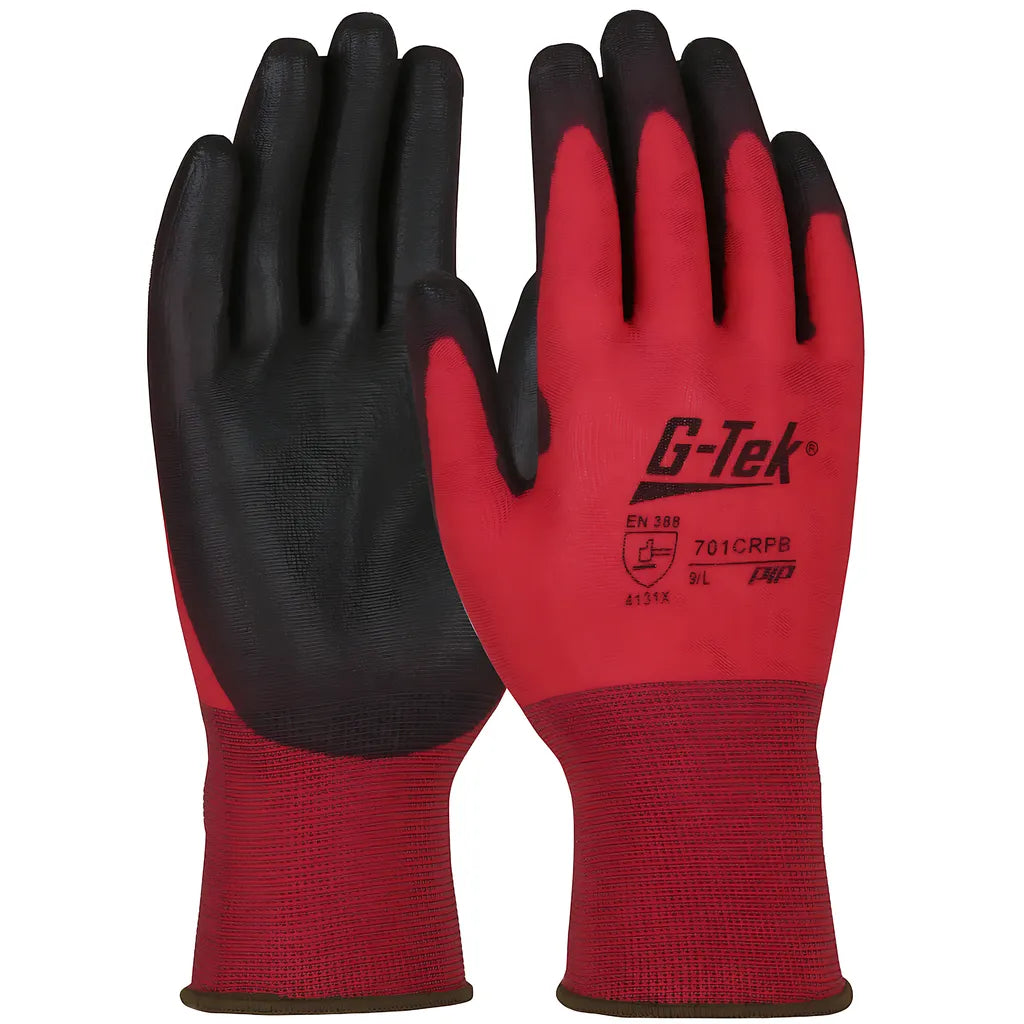 G-Tek 701Crpb/L Seamless Knit Nylon Glove With Polyurethane Coated Smooth Grip On Palm & Fingers 701CRPBL-21149