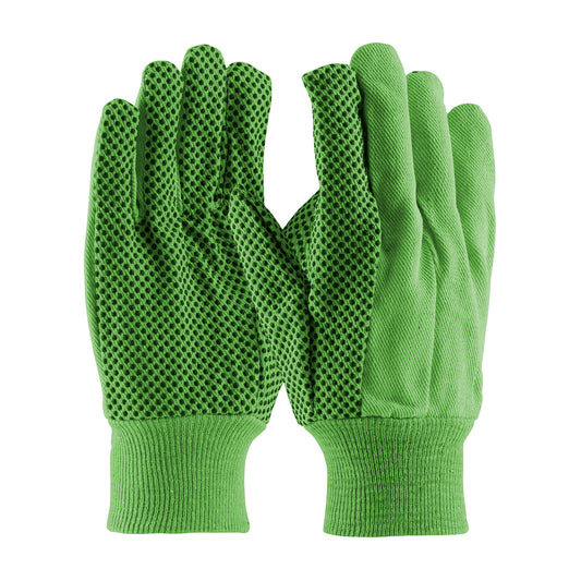 West Chester 710KGRPD Hi-Vis Premium Grade Cotton Canvas Glove with PVC Dotted Grip on Palm, Thumb and Index Finger - 10 oz.
