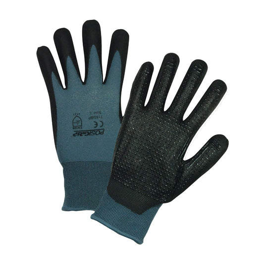 West Chester 715SBP/M Seamless Knit Nylon Glove with Nitrile Coated Foam Grip on Palm & Fingers - Micro Dotted Grip