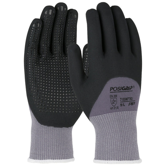 PIP 715SNFTKD/S Premium Seamless Knit Nylon/Spandex Glove with Nitrile Coated Foam Grip on Palm, Fingers & Knuckles - Micro Dotted Grip