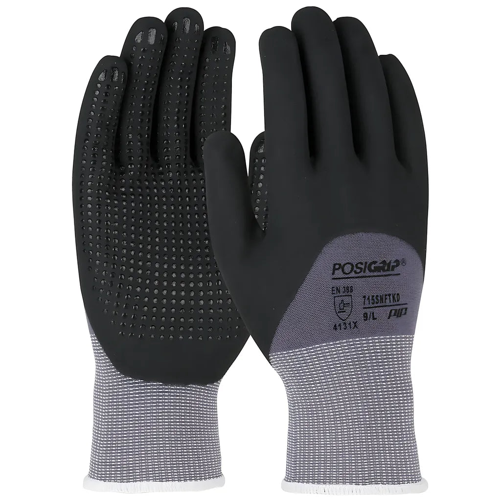 Pip 715Snftkd/L Premium Seamless Knit Nylon/Spandex Glove With Nitrile Coated Foam Grip On Palm, Fingers & Knuckles - Micro Dotted Grip 715SNFTKDL-21523