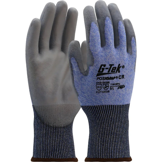 G-Tek 718Hspu/L Seamless Knit Polykor Blended Glove With Polyurethane Coated Flat Grip On Palm & Fingers 718HSPUL-21547