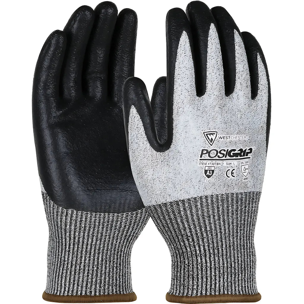 West Chester 730Tbn/L Seamless Knit Polykor Blended Glove With Nitrile Coated Smooth Grip On Palm & Fingers 730TBNL-21606