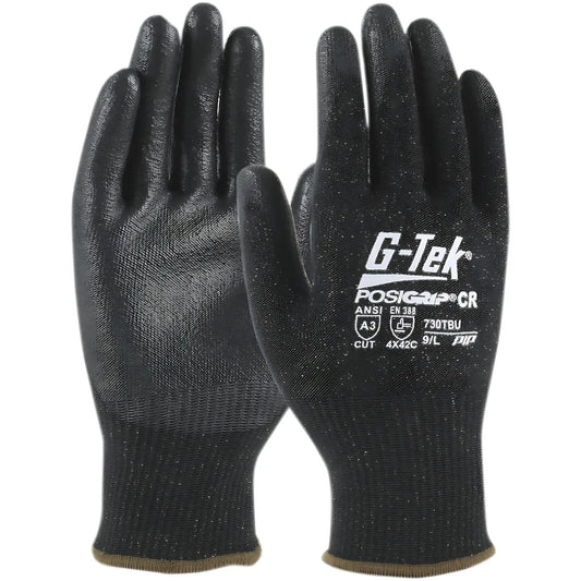 G-Tek 730Tbu/M Seamless Knit Polykor Blended Glove With Polyurethane Coated Flat Grip On Palm & Fingers 730TBUM-21608