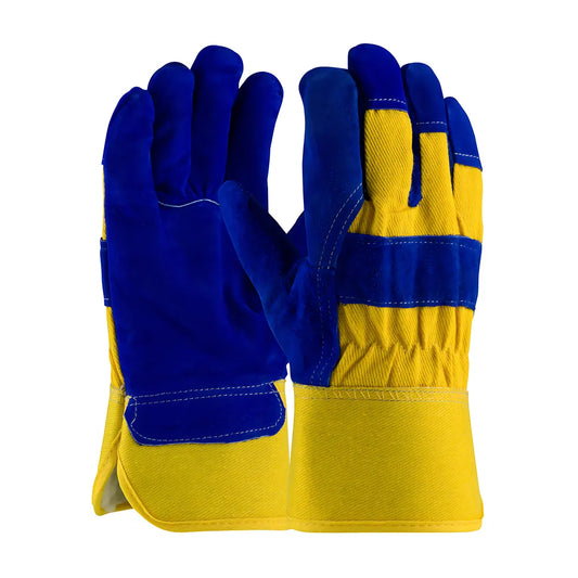 Pip 78-7863B/L Split Cowhide Leather Palm Glove With Fabric Back And Fleece Pile Lining - Rubberized Safety Cuff 78-7863BL-21710