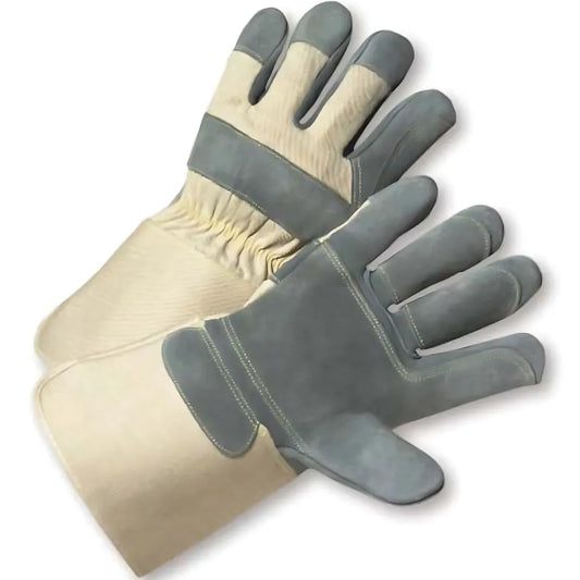 West Chester 800Dp-Aa/L Superior Grade Split Cowhide Leather Double Palm Glove With Canvas Back - Rubberized Gauntlet Cuff 800DP-AAL-21735