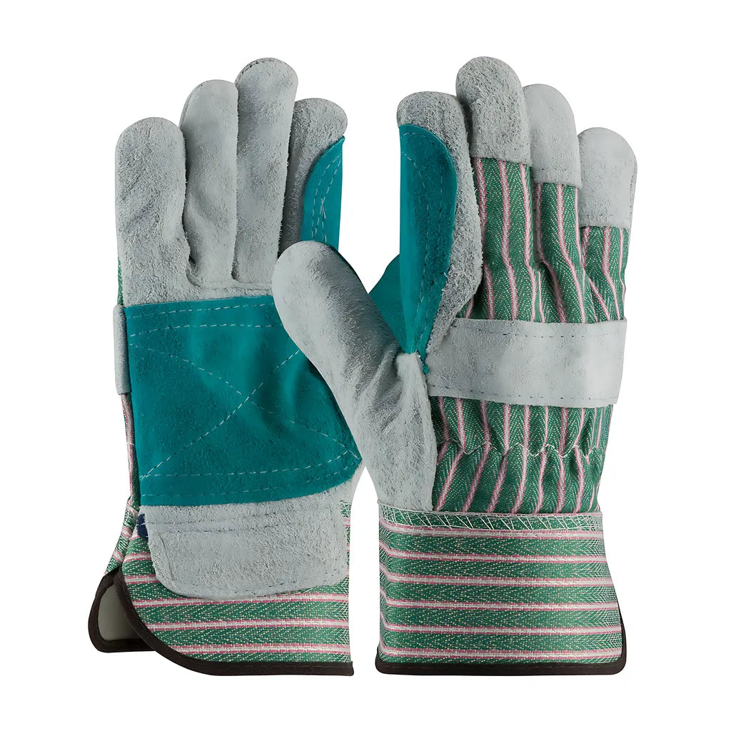 Pip 83-6733 Regular Grade Split Cowhide Leather Double Palm Glove With Fabric Back - Rubberized Safety Cuff 83-6733-21845