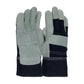 Pip 85-Db7563P Economy Grade Split Cowhide Leather Patch Palm Glove With Denim Back - Denim Safety Cuff 85-DB7563P-21922